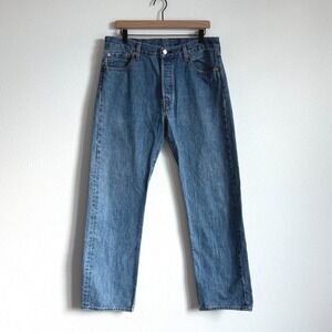 Levi's 501 Original Fit Jeans 34x32 Blue Medium Wash Straight Leg Button Fly